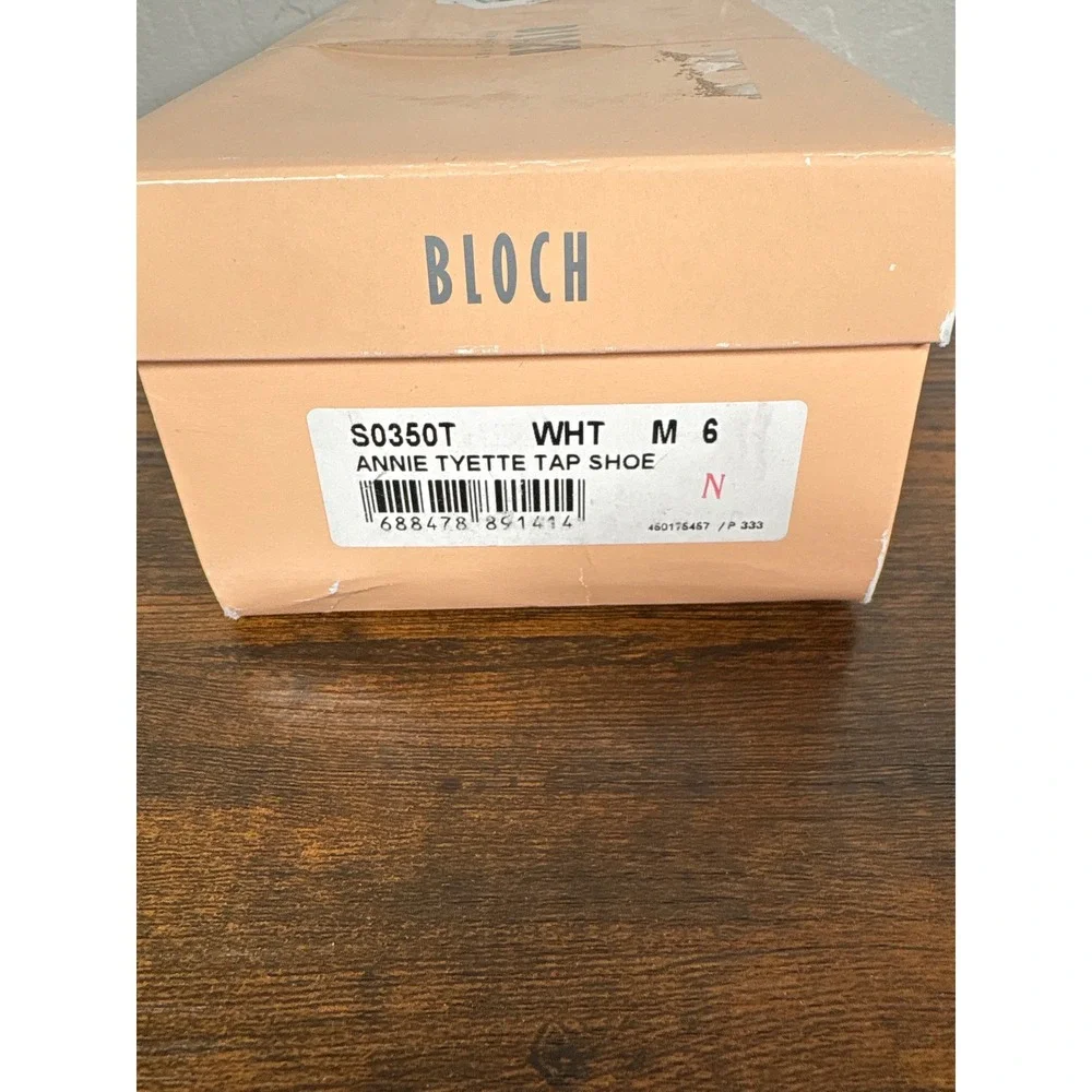Bloch Annie Tyette White Tap Shoes S0350T Girls Kids Size 6M Mary Jane Ribbon